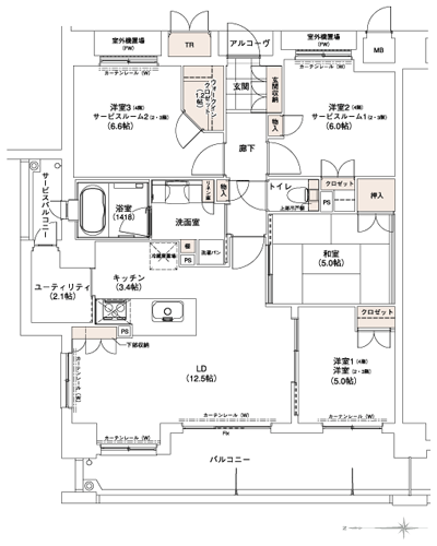 Floor: 4LDK + Wic + U (2 ・ 3 floor 2LDK + 2SR + Wic + U), the occupied area: 86.84 sq m, Price: 33,500,000 yen ~ 33,900,000 yen