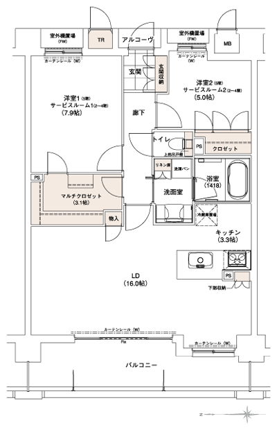 Floor: 2LDK + MC (2 ~ 4 floor 1LDK + 2SR + MC), the occupied area: 73.44 sq m, Price: 26.5 million yen ~ 27,800,000 yen