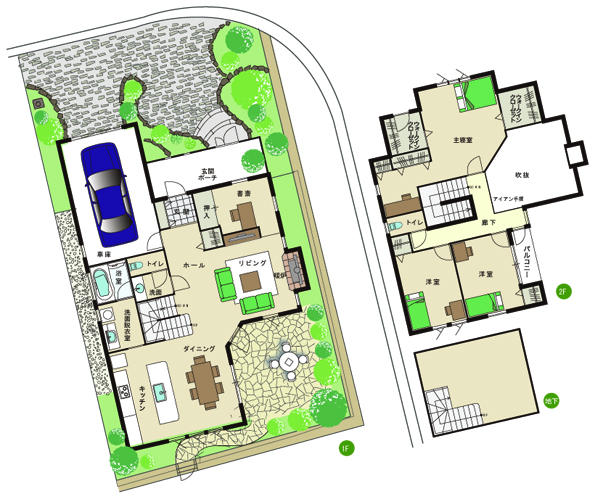 Building plan example (floor plan). Building plan example (Antique Street 211 No. land) 5LDK, Land price 20,954,000 yen, Land area 256.58 sq m , Building price 28,445,000 yen, Building area 172.49 sq m