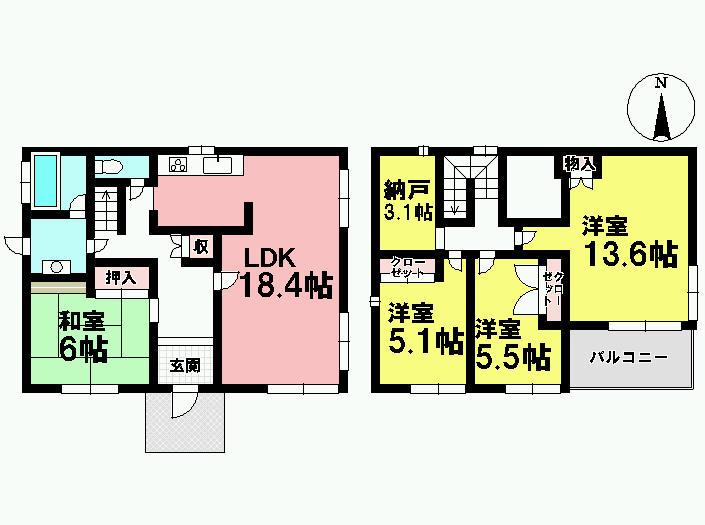 Floor plan. 26.5 million yen, 4LDK+S, Land area 181.96 sq m , Building area 129.17 sq m