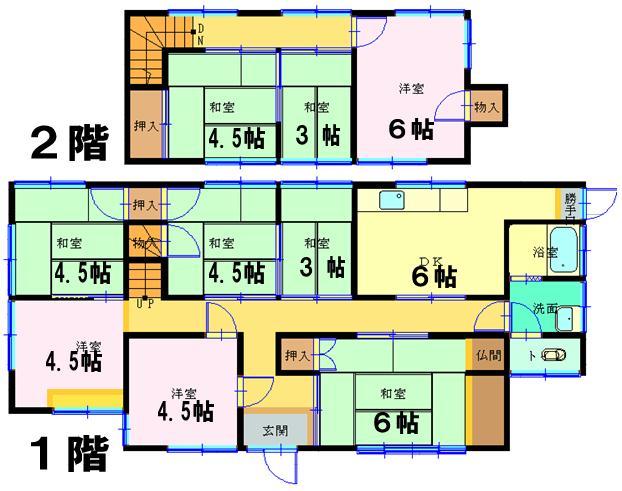 Floor plan. 9,850,000 yen, 9DK, Land area 254.16 sq m , Building area 147.46 sq m 9DK