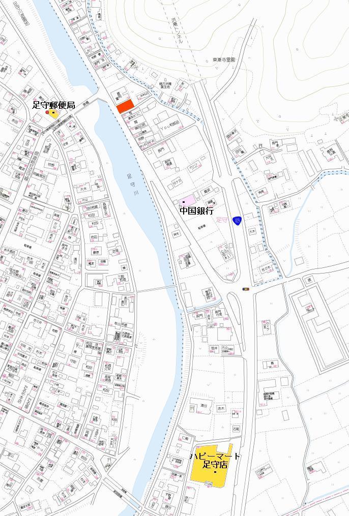 Local guide map. There is a sign on the front right-hand side of the bridge towards the immediate signal diagonally left to the north to the post office from Hapimato Ashimori shop.