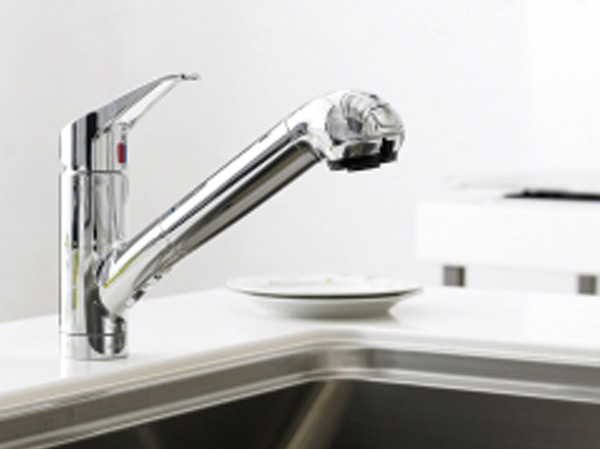 Kitchen.  [Water purifier integrated shower faucet] Switching is also one button of a water purification and tap water.  ※ Water purifier cartridge will separately be any agreement.