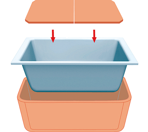 Bathing-wash room.  [Warm bath] Tub, Insulated with foamed polystyrene insulation. Decrease in temperature of the hot water even after 5.5 hours is about 2.5 ℃ within. Also decreased the number of reheating, You can also save utility costs. (Conceptual diagram)
