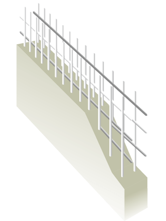 Building structure.  [Double reinforcement] The rebar of the reinforced concrete wall, In the process of assembling a lattice-like or box-like, The main structure is a double distribution muscle to partner the rebar to double, Construction of the double zigzag reinforcement to partner in a zigzag shape as a standard. To achieve high strength and durability than the single Haisuji. (Conceptual diagram)