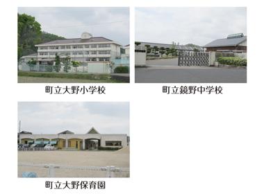kindergarten ・ Nursery.   ● Ohno nursery: about 1.7km (walk about 22 minutes) ● Ohno Elementary School: about 1.4km (walk about 18 minutes) ● Kagamino Junior High School: about 1.2km (about a 15-minute walk) ● Tsuyama high school: about 9.6km (bicycle about 60 minutes)
