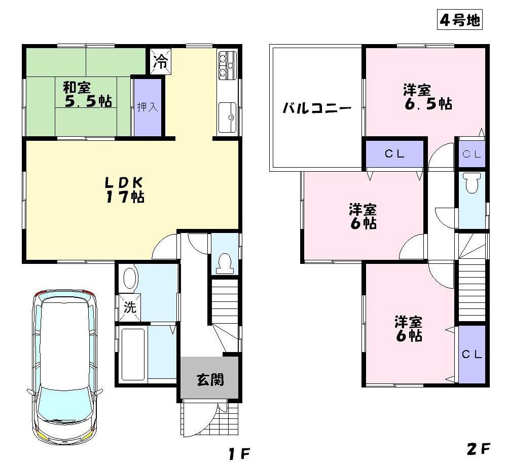 Floor plan. (No. 4 locations), Price 25,800,000 yen, 4LDK, Land area 92.48 sq m , Building area 93.96 sq m