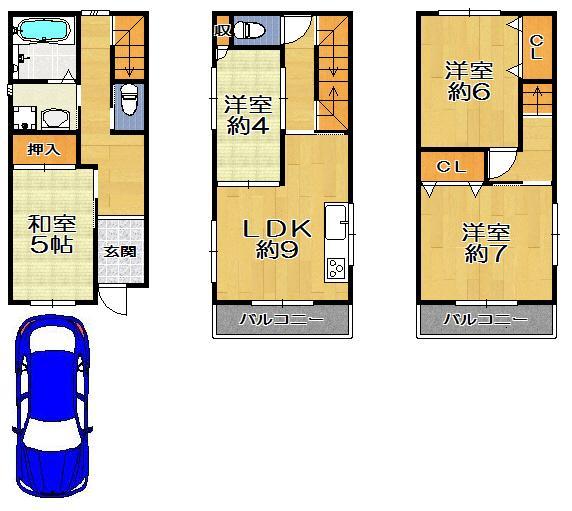 Floor plan. 19,800,000 yen, 4LDK, Land area 64.69 sq m , Building area 91.21 sq m