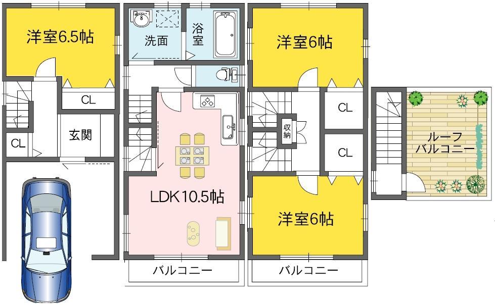 Floor plan. 24,800,000 yen, 3LDK, Land area 60.75 sq m , Building area 85.36 sq m
