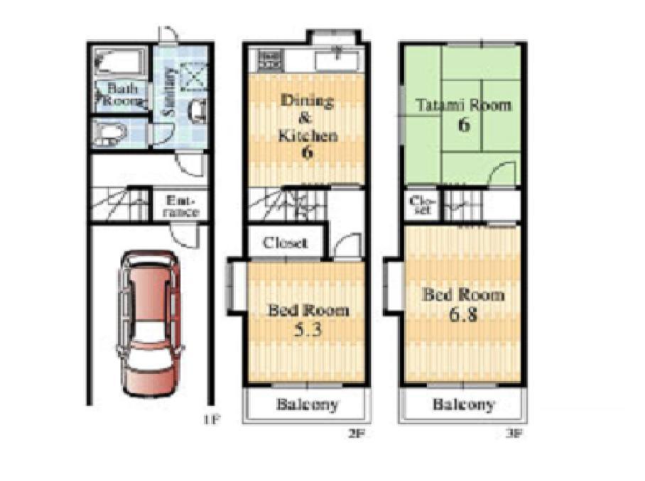 Floor plan. 14.8 million yen, 3DK, Land area 33.14 sq m , Building area 68.85 sq m easy-to-use Mato. 