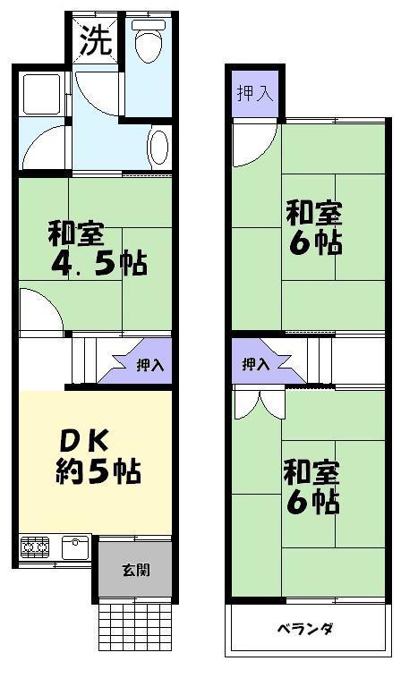 Floor plan. 4.5 million yen, 3DK, Land area 28.2 sq m , Building area 40.9 sq m