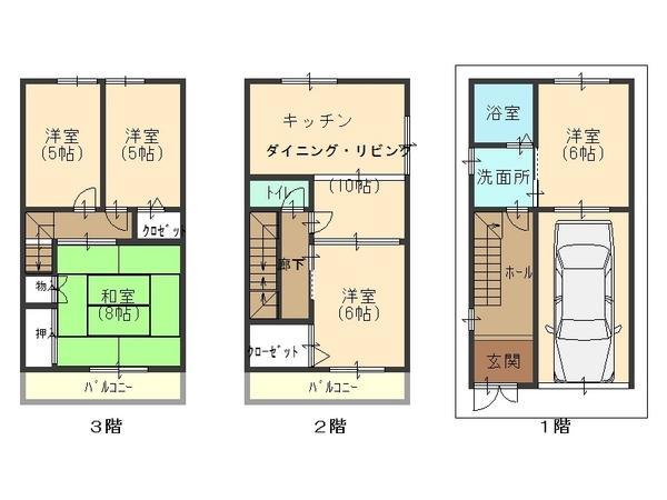 Floor plan. 22 million yen, 5LDK, Land area 50.06 sq m , Building area 96.76 sq m