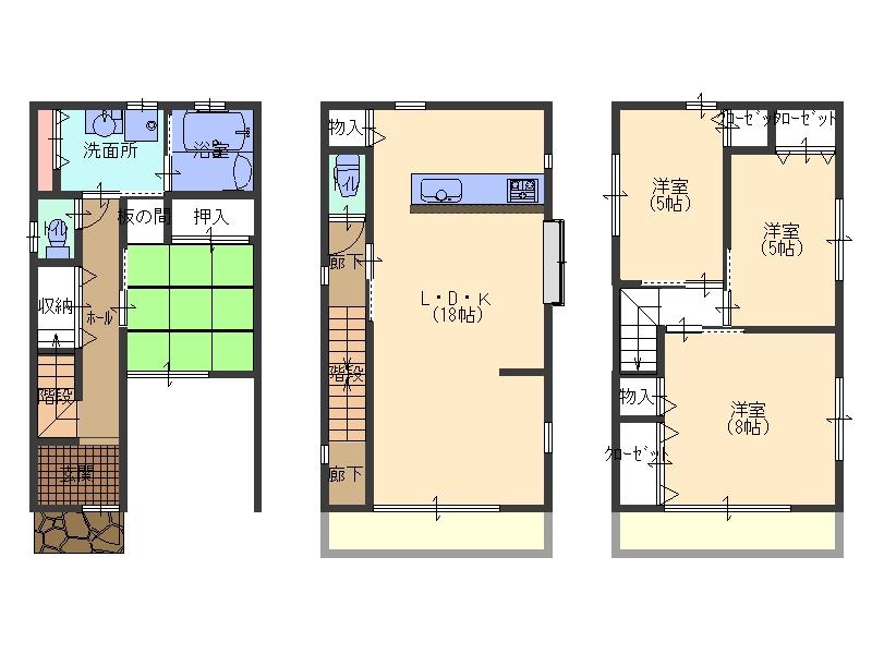 Floor plan. 23.8 million yen, 4LDK, Land area 72.95 sq m , Building area 112.05 sq m