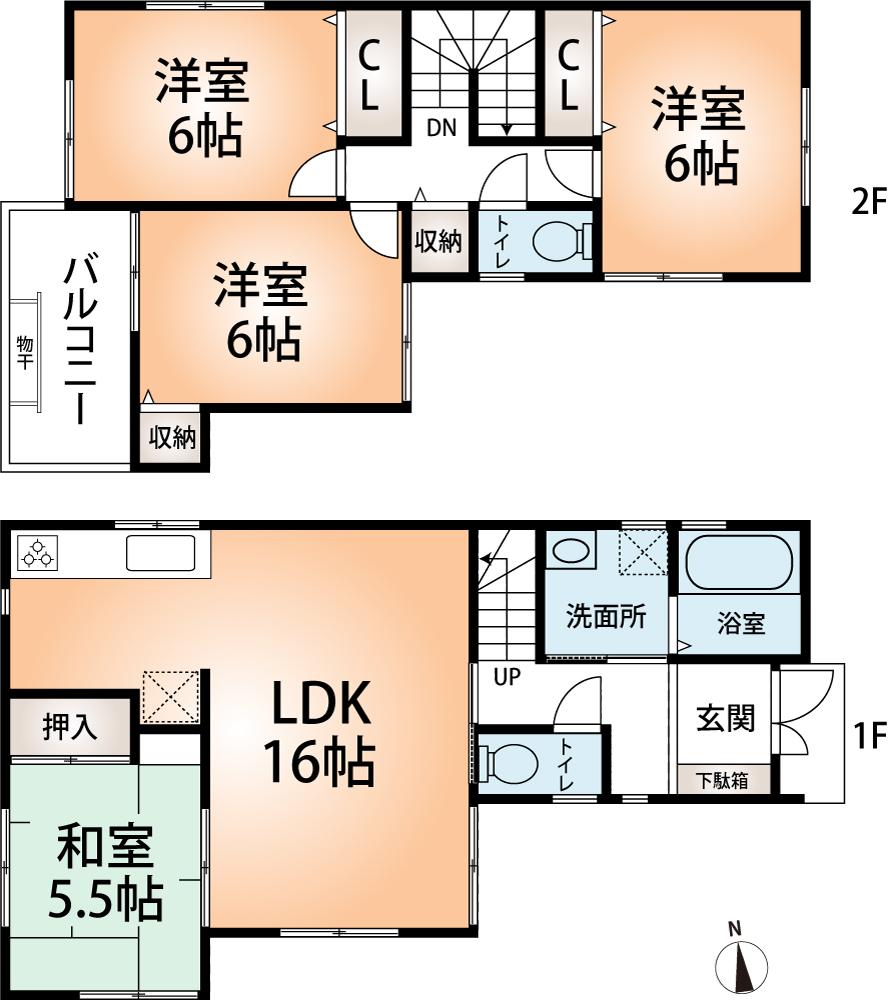 Floor plan. (No. 2 locations), Price 25,800,000 yen, 4LDK, Land area 93.85 sq m , Building area 93.96 sq m