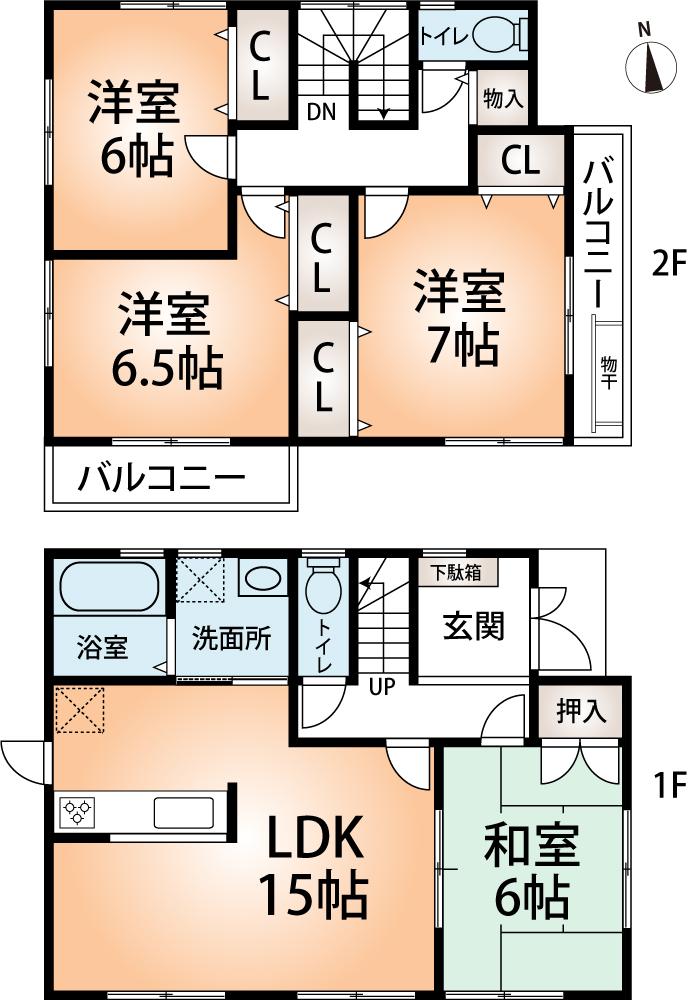 Floor plan. (No. 5 locations), Price 28.8 million yen, 4LDK, Land area 94.55 sq m , Building area 98.81 sq m