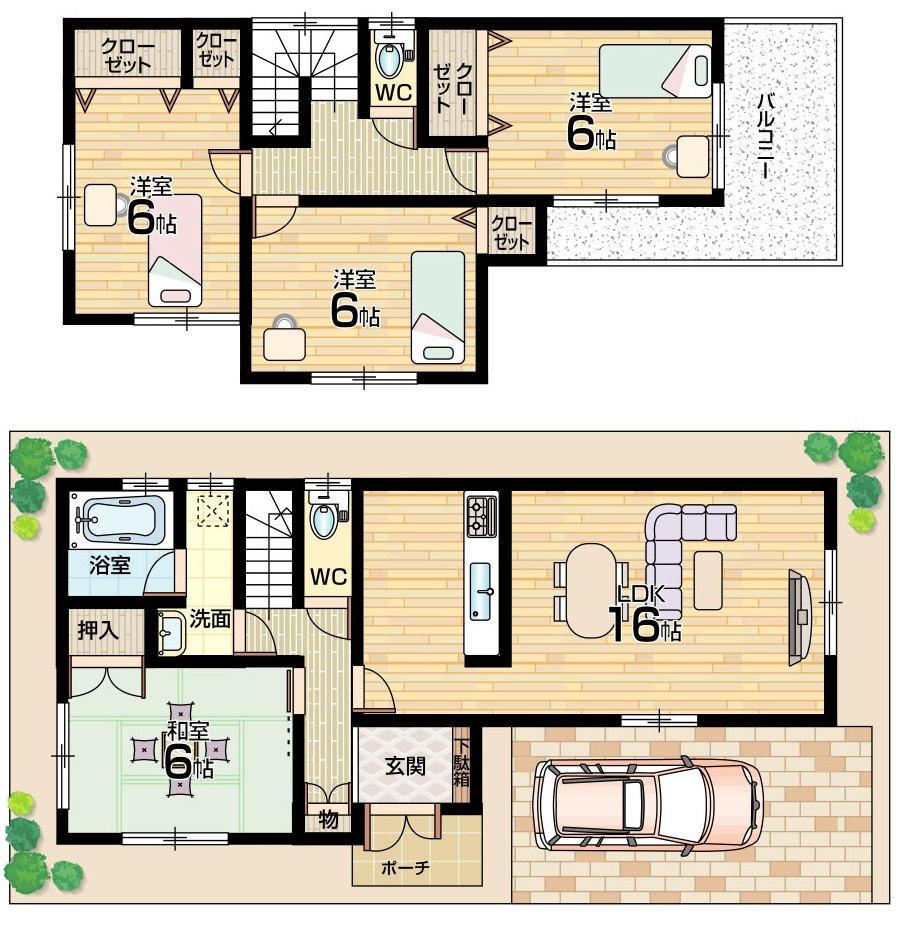 Floor plan. (No. 3 locations), Price 26,800,000 yen, 4LDK, Land area 95.29 sq m , Building area 94.77 sq m