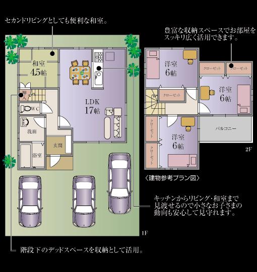 Compartment view + building plan example. Building plan example, Land price 19,800,000 yen, Land area 183.24 sq m , Building price 14 million yen, Building area 92.34 sq m building plan example ( Issue land) Building Price 14 million yen, Building area 92.34 sq m