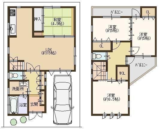 Floor plan. 21,800,000 yen, 4LDK, Land area 85.1 sq m , Building area 93.89 sq m floor plan here