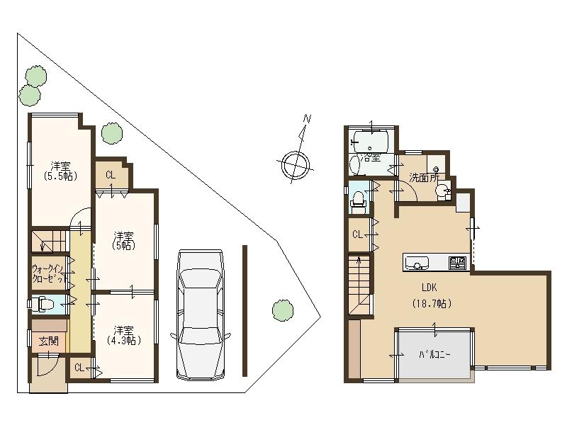 Floor plan. 21,800,000 yen, 3LDK, Land area 71.73 sq m , Building area 77.76 sq m