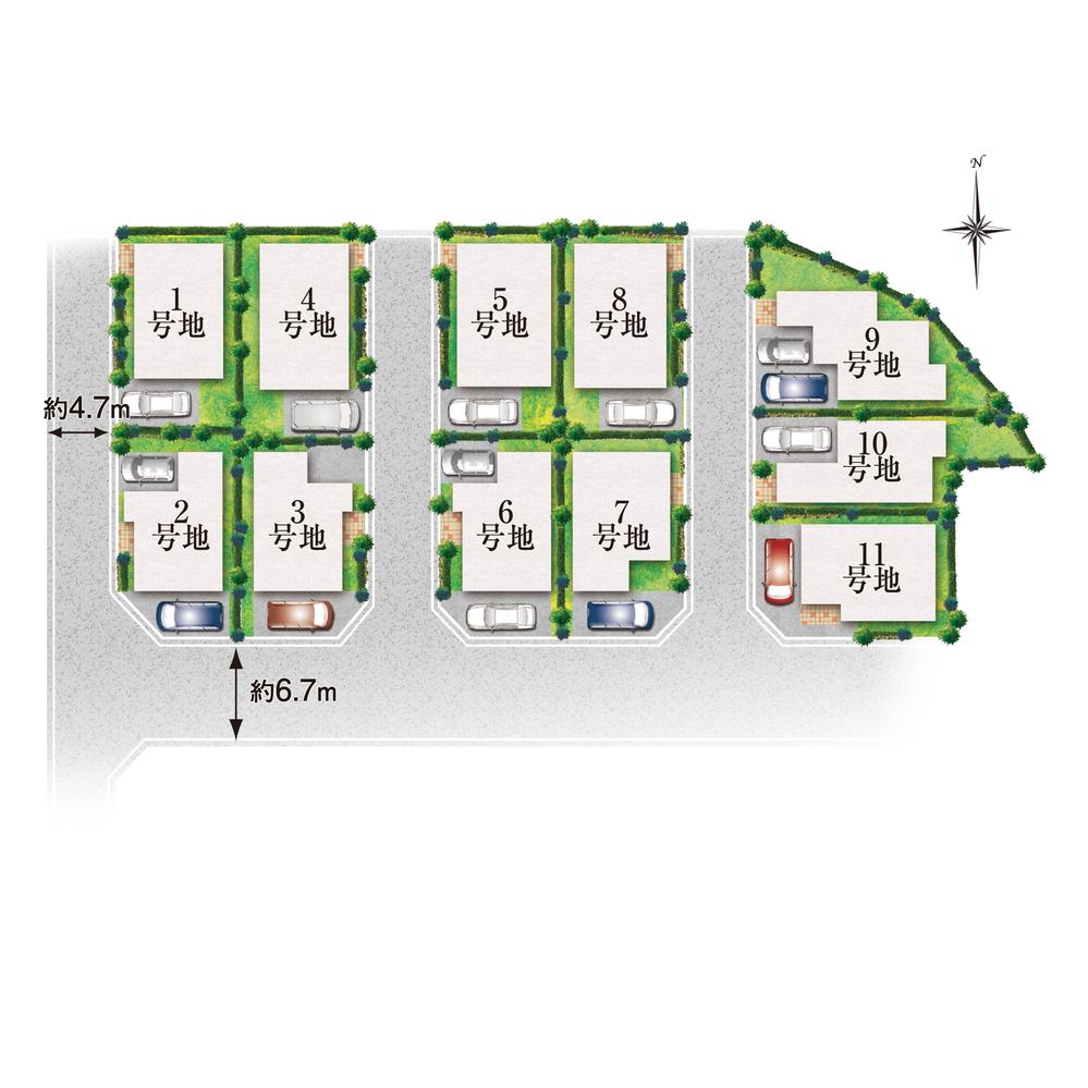 The entire compartment Figure. Because it is about 28 square meters or more spacious compartment layout or to secure a parking space, You can realize some of garden life.