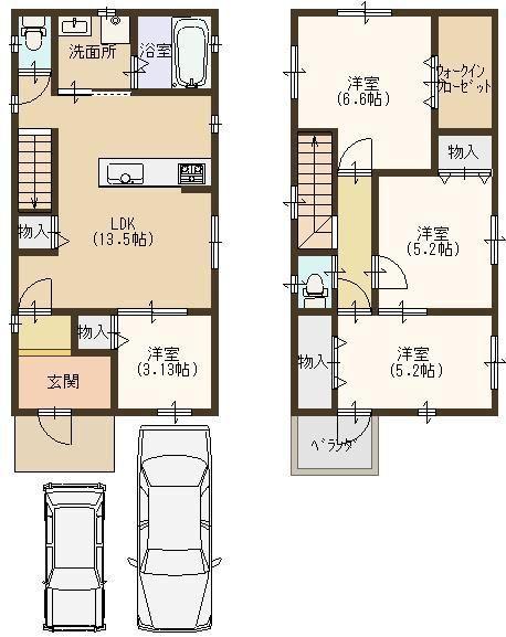 Building plan example (floor plan). Building plan example Building price 8,575,000 yen, Building area 90.00 sq m