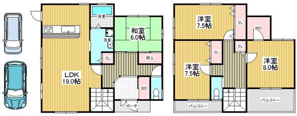 Floor plan. 30,800,000 yen, 4LDK, Land area 150.01 sq m , Building area 125.86 sq m