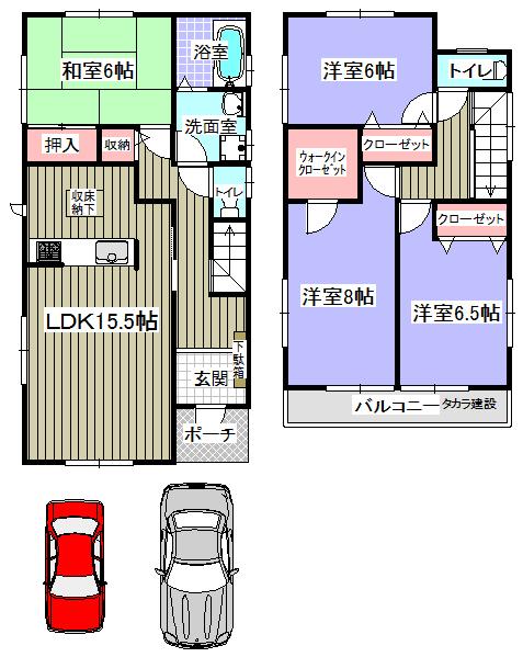 Floor plan. 21,800,000 yen, 4LDK, Land area 113.42 sq m , Building area 105.15 sq m