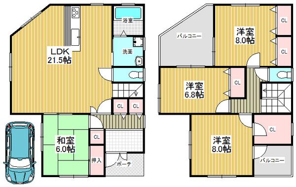Floor plan. 28.8 million yen, 4LDK, Land area 150.01 sq m , Building area 117.54 sq m