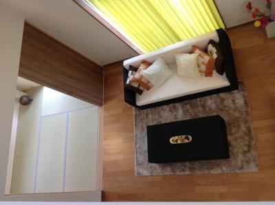 Living. Open House LDK. Angle from from the atrium top.