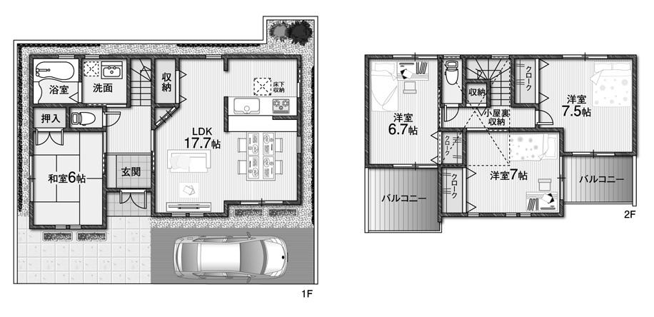 Floor plan. 34,800,000 yen, 4LDK, Land area 100.62 sq m , Building area 103.27 sq m