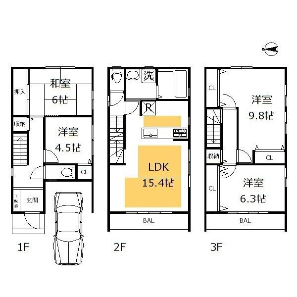 Floor plan. 33,900,000 yen, 4LDK, Land area 72.01 sq m , Good floor plan of housework leads to the building area 112.86 sq m 2 floor if there is water around.