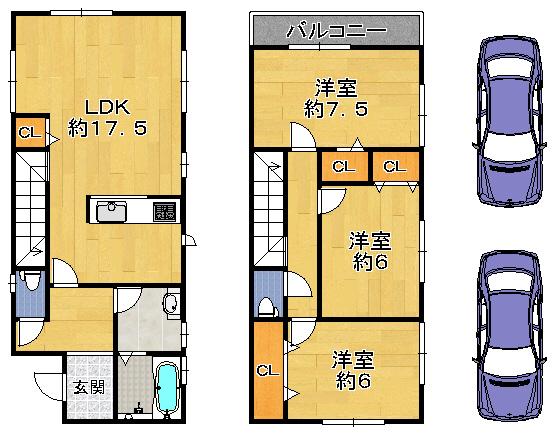 Floor plan. 22,800,000 yen, 3LDK, Land area 116.08 sq m , Building area 92.74 sq m