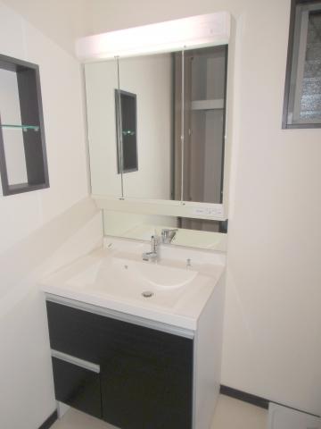 Wash basin, toilet. Shampoo is Dresser