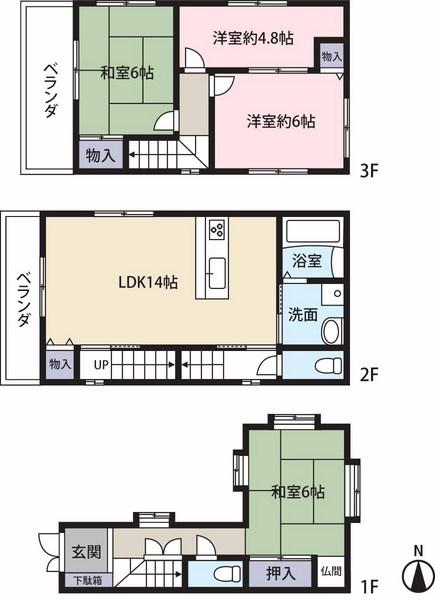 Floor plan. 18,800,000 yen, 4LDK, Land area 57.36 sq m , Building area 87.91 sq m