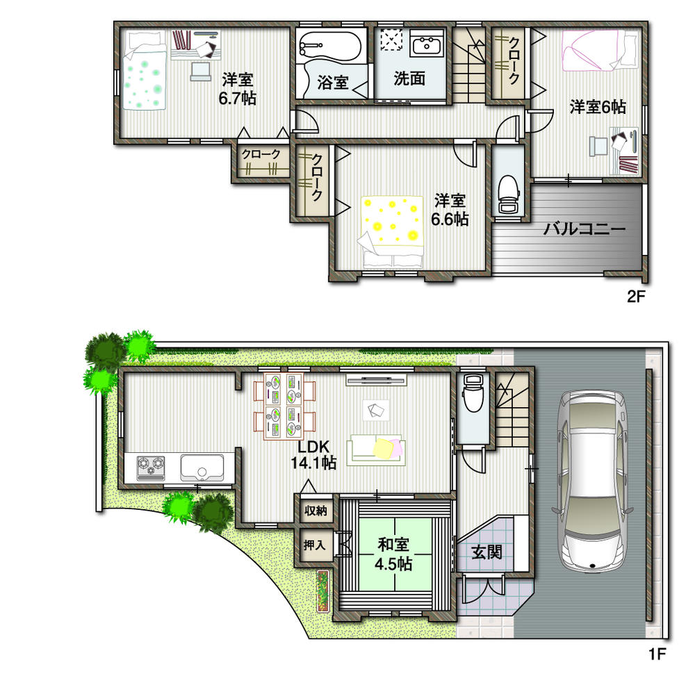 Floor plan. 32,300,000 yen, 4LDK, Land area 75.05 sq m , Building area 97.47 sq m floor plan changes can be freely