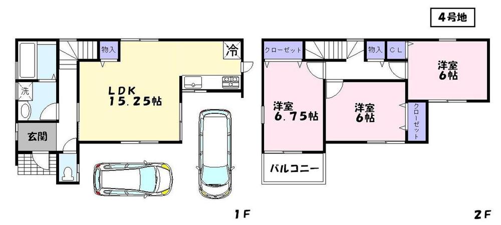 Floor plan. (No. 4 locations), Price 22,900,000 yen, 3LDK, Land area 87.75 sq m , Building area 81.8 sq m