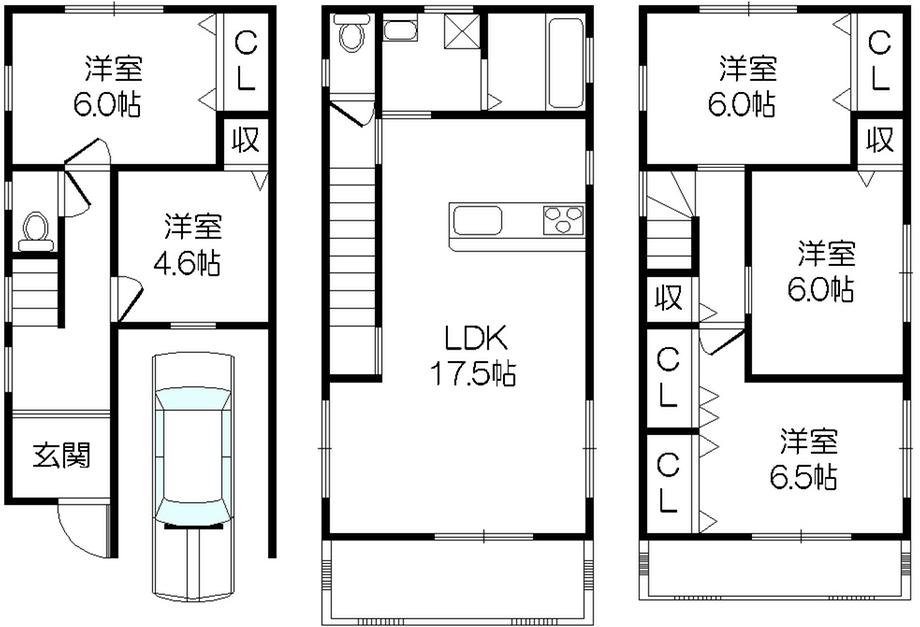 Floor plan. 28.8 million yen, 5LDK, Land area 60.7 sq m , Is a floor plan of the building area 113.85 sq m 5LDK! Also good usability in two Kaisui around