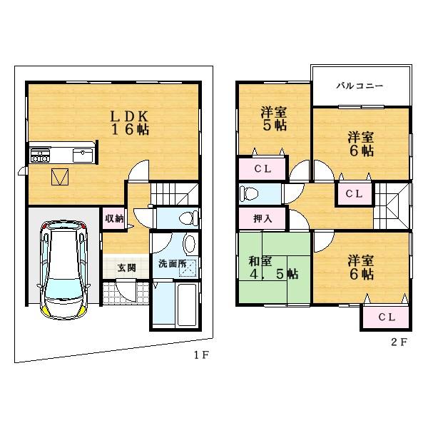 Floor plan. (Building 2), Price 24,800,000 yen, 4LDK, Land area 90.03 sq m , Building area 102.68 sq m