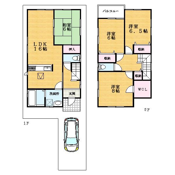 Floor plan. (3 Building), Price 24,800,000 yen, 4LDK, Land area 116.88 sq m , Building area 103.5 sq m
