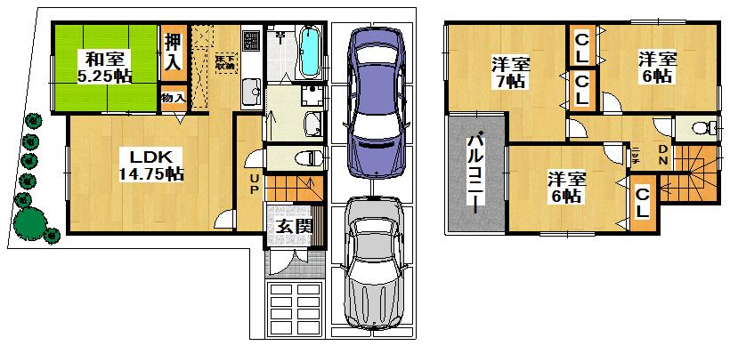 Floor plan. 24,800,000 yen, 4LDK, Land area 100.59 sq m , Building area 93.15 sq m