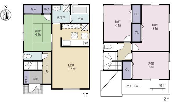 Floor plan. 22,800,000 yen, 4LDK, Land area 98.92 sq m , Building area 95.58 sq m