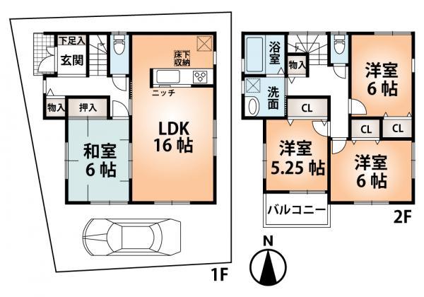 Floor plan. 29,800,000 yen, 4LDK, Land area 90.63 sq m , Building area 95.18 sq m