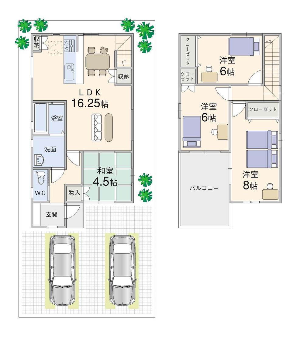 Floor plan. (No. 2 locations), Price 29,998,000 yen, 4LDK, Land area 98.58 sq m , Building area 92.34 sq m