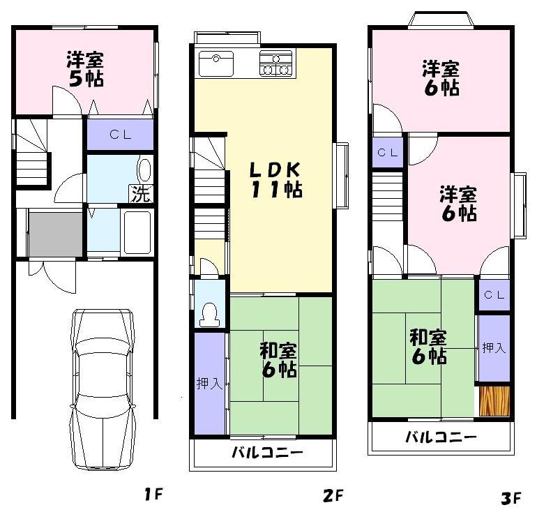 Floor plan. 18,800,000 yen, 5LDK, Land area 45.38 sq m , Building area 106.92 sq m