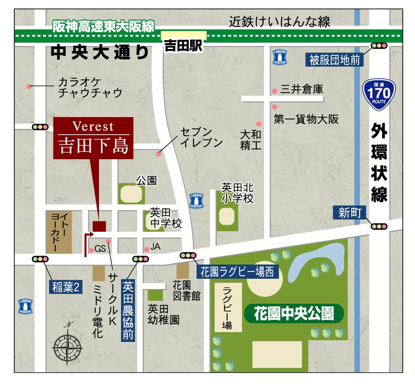 Local guide map. small ・ Within a 10-minute walk from the junior high school.