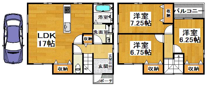 Floor plan. 19,800,000 yen, 3LDK, Land area 88.95 sq m , Building area 88.68 sq m