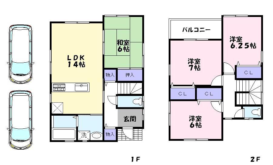 Floor plan. (No. 2 locations), Price 23,300,000 yen, 4LDK, Land area 118.53 sq m , Building area 94.36 sq m