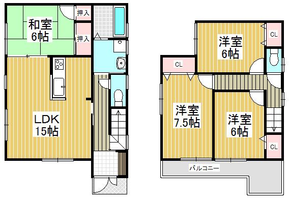 Floor plan. 23.8 million yen, 4LDK, Land area 134.9 sq m , Building area 94.77 sq m all room 6 tatami mats or more, With storage space