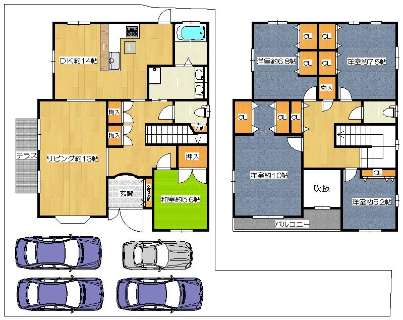 Floor plan. 50 million yen, 5LDK, Land area 209.26 sq m , Building area 172.34 sq m