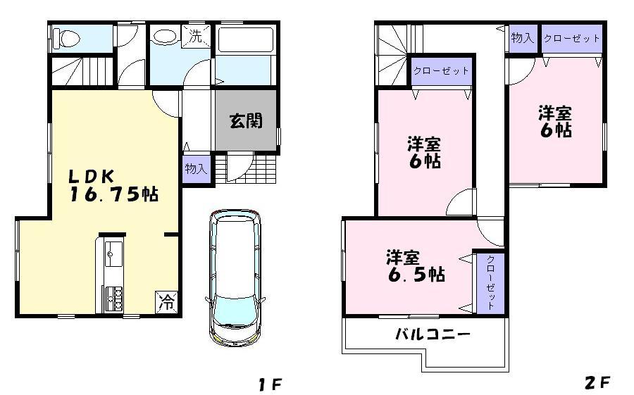 Floor plan. (No. 2 locations), Price 25,800,000 yen, 3LDK, Land area 85.27 sq m , Building area 87.88 sq m